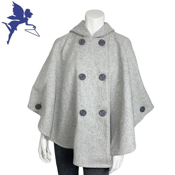 SCHOTT NYC Double Breasted Wool Hooded Peacoat Cape - Picture 2 of 13